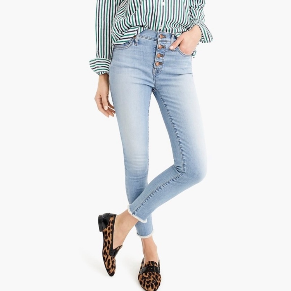 j.crew | 9” high rise toothpick button front jeans cropped raw hem 30